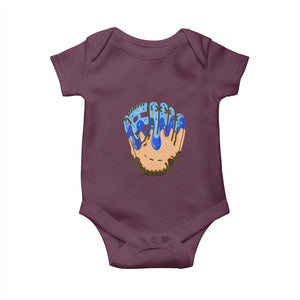 Blue Ice Cream Cone Baseball Glove Drip Baby Onesie TS02 Maroon Print Your Wear
