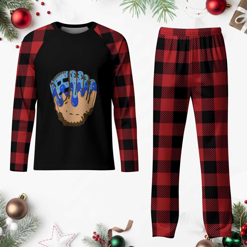 Blue Ice Cream Cone Baseball Glove Drip Plaid Pajama Set TS02 Buffalo Plaid Print Your Wear