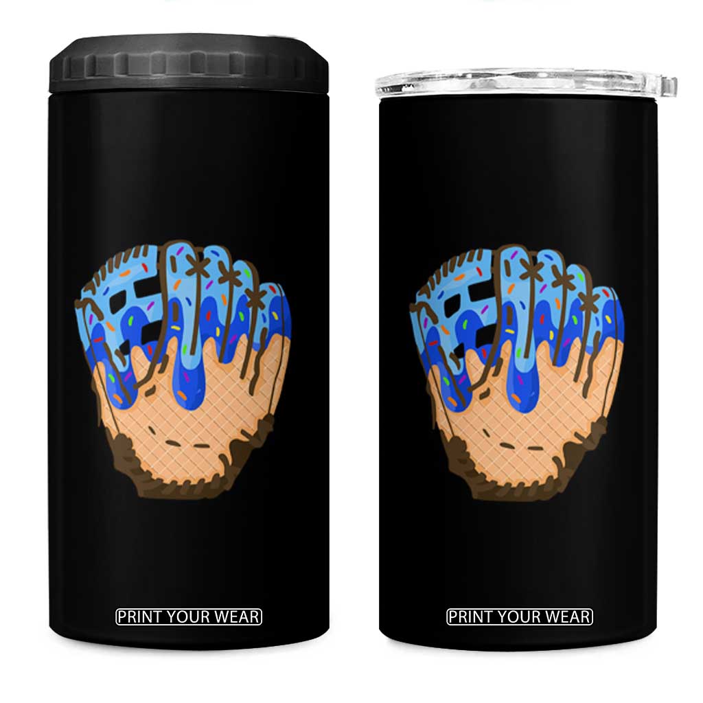 Blue Ice Cream Cone Baseball Glove Drip 4 in 1 Can Cooler Tumbler TS02 One Size: 16 oz Black Print Your Wear