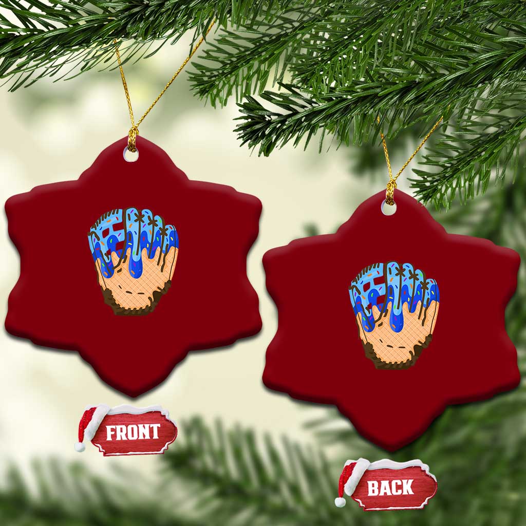 Blue Ice Cream Cone Baseball Glove Drip Ceramic Ornament TS02 Print Your Wear