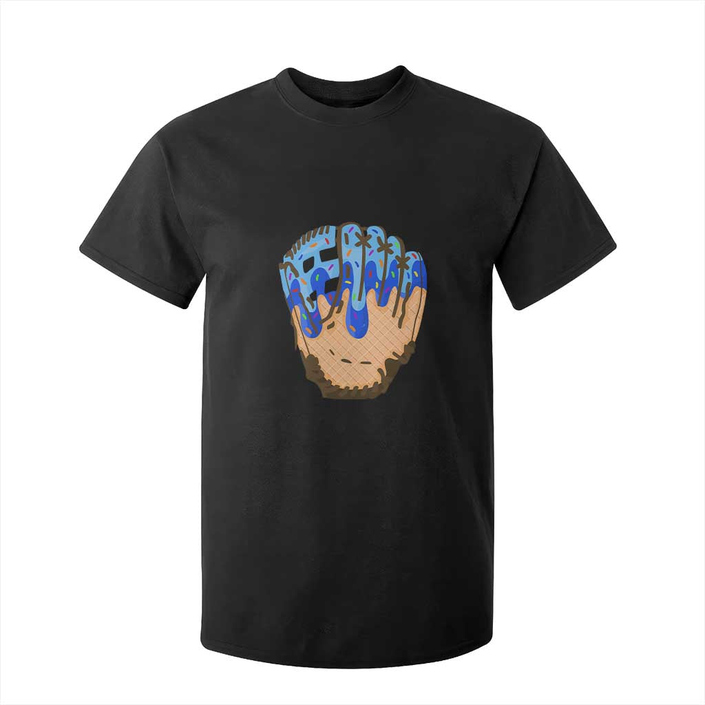 Blue Ice Cream Cone Baseball Glove Drip T Shirt For Kid TS02 Black Print Your Wear