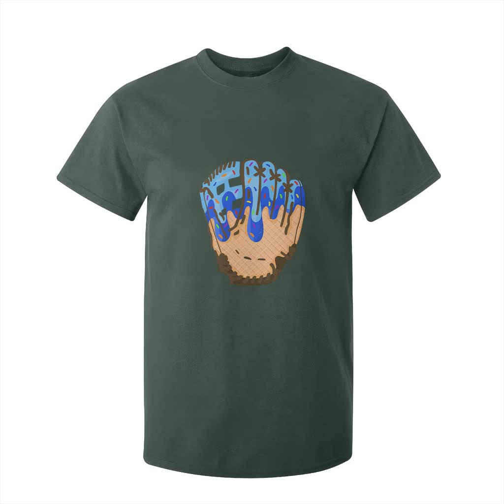 Blue Ice Cream Cone Baseball Glove Drip T Shirt For Kid TS02 Dark Forest Green Print Your Wear
