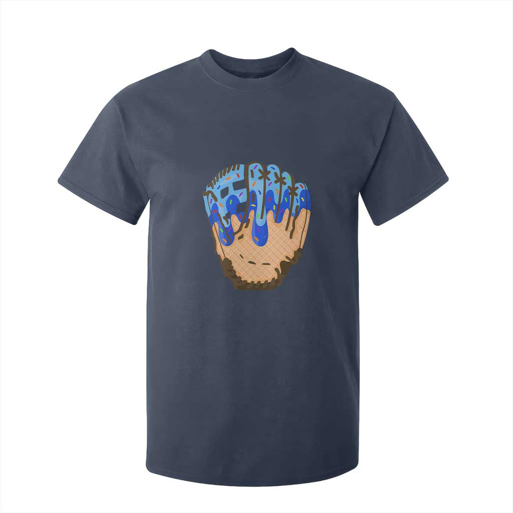 Blue Ice Cream Cone Baseball Glove Drip T Shirt For Kid TS02 Navy Print Your Wear
