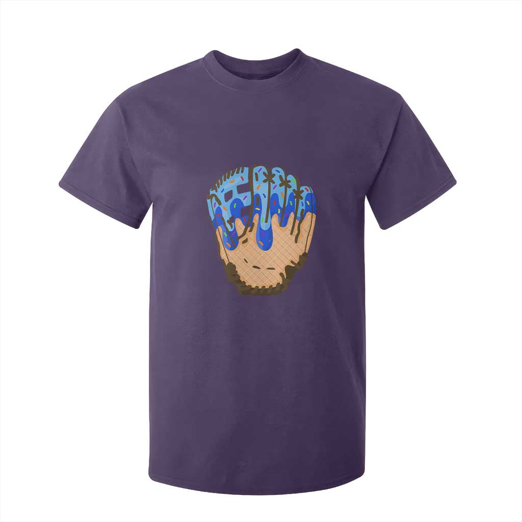 Blue Ice Cream Cone Baseball Glove Drip T Shirt For Kid TS02 Purple Print Your Wear