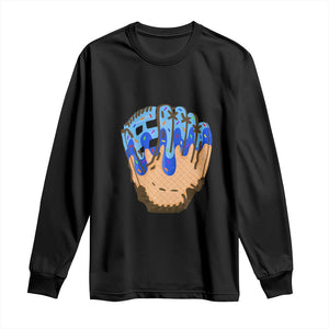 Blue Ice Cream Cone Baseball Glove Drip Long Sleeve Shirt TS02 Black Print Your Wear