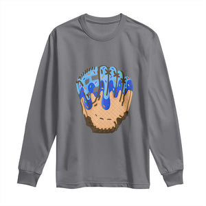 Blue Ice Cream Cone Baseball Glove Drip Long Sleeve Shirt TS02 Charcoal Print Your Wear