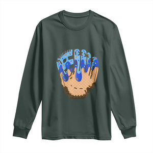 Blue Ice Cream Cone Baseball Glove Drip Long Sleeve Shirt TS02 Dark Forest Green Print Your Wear
