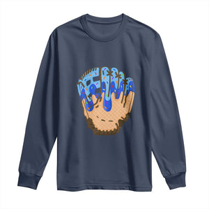 Blue Ice Cream Cone Baseball Glove Drip Long Sleeve Shirt TS02 Navy Print Your Wear