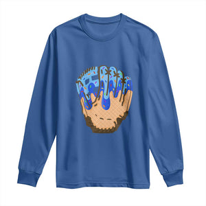 Blue Ice Cream Cone Baseball Glove Drip Long Sleeve Shirt TS02 Royal Blue Print Your Wear