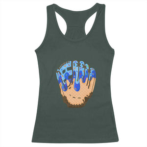 Blue Ice Cream Cone Baseball Glove Drip Racerback Tank Top TS02 Dark Forest Green Print Your Wear