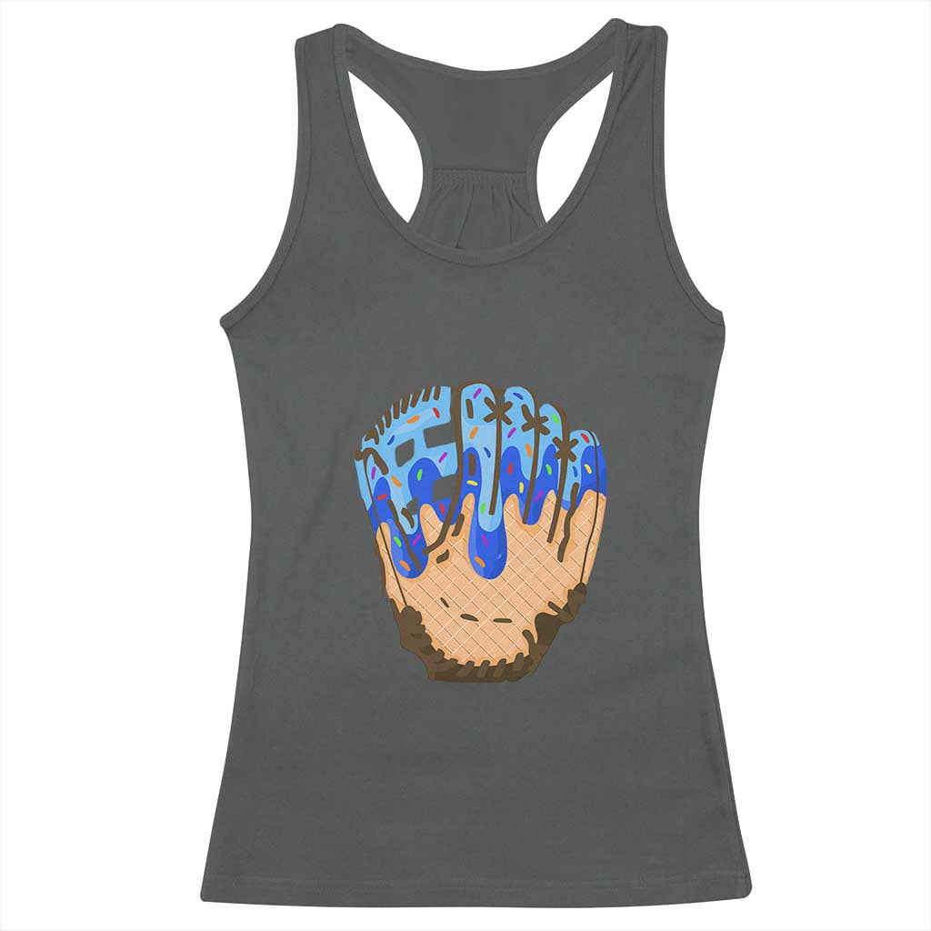 Blue Ice Cream Cone Baseball Glove Drip Racerback Tank Top TS02 Dark Heather Print Your Wear