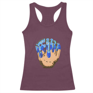 Blue Ice Cream Cone Baseball Glove Drip Racerback Tank Top TS02 Maroon Print Your Wear