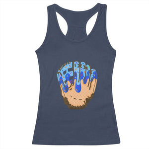 Blue Ice Cream Cone Baseball Glove Drip Racerback Tank Top TS02 Navy Print Your Wear