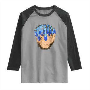Blue Ice Cream Cone Baseball Glove Drip Raglan Shirt TS02 Sport Gray Black Print Your Wear