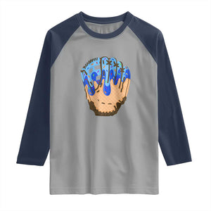 Blue Ice Cream Cone Baseball Glove Drip Raglan Shirt TS02 Sport Gray Navy Print Your Wear