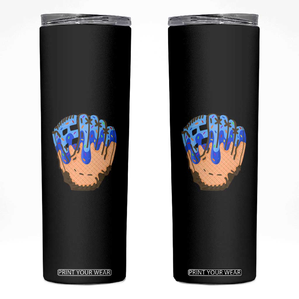 Blue Ice Cream Cone Baseball Glove Drip Skinny Tumbler TS02 Black Print Your Wear