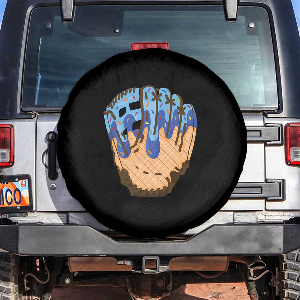 Blue Ice Cream Cone Baseball Glove Drip Spare Tire Cover TS02 No hole Black Print Your Wear