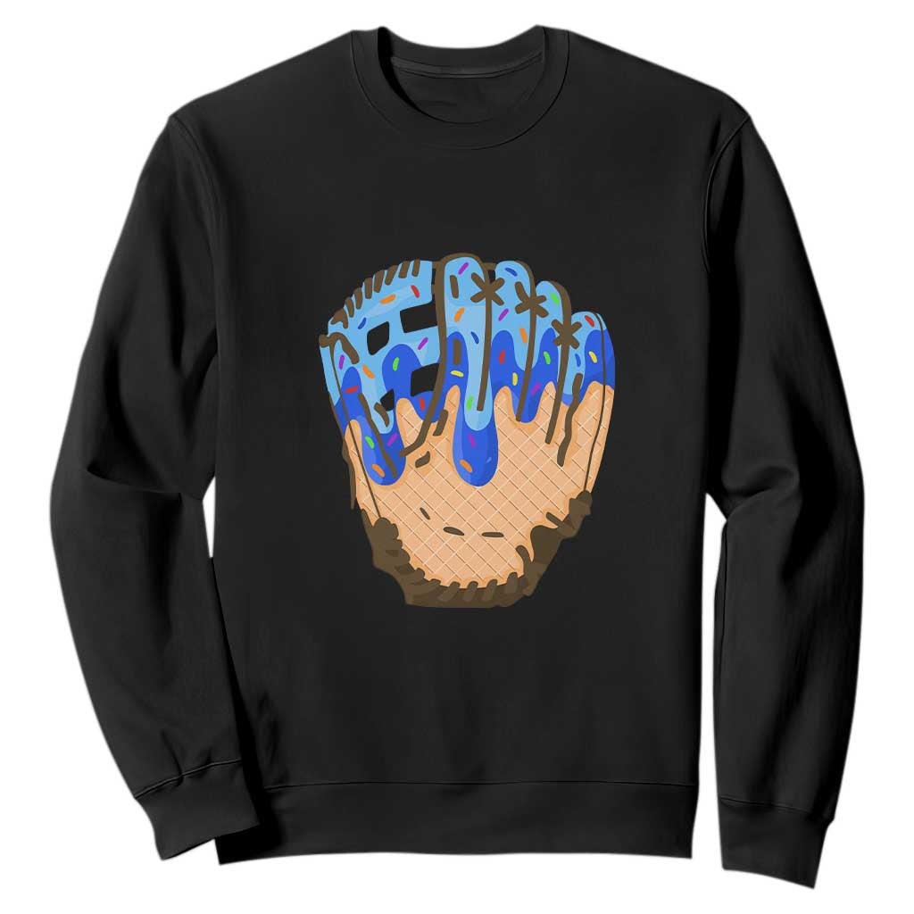 Blue Ice Cream Cone Baseball Glove Drip Sweatshirt TS02 Black Print Your Wear