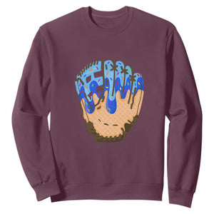 Blue Ice Cream Cone Baseball Glove Drip Sweatshirt TS02 Maroon Print Your Wear
