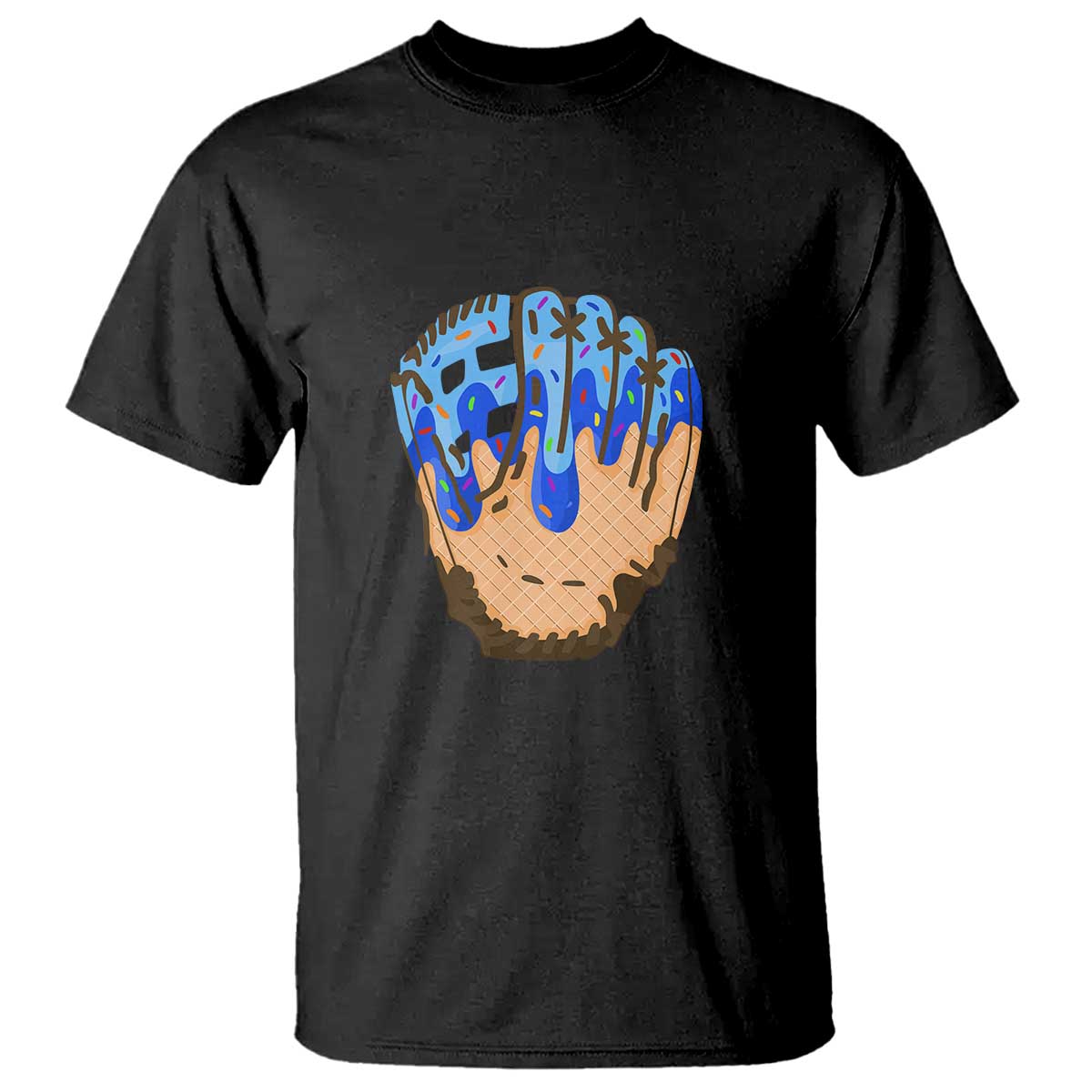 Blue Ice Cream Cone Baseball Glove Drip T Shirt TS02 Black Print Your Wear