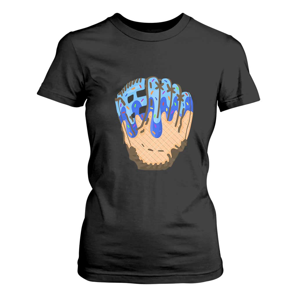 Blue Ice Cream Cone Baseball Glove Drip T Shirt For Women TS02 Black Print Your Wear