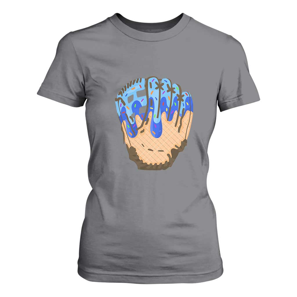 Blue Ice Cream Cone Baseball Glove Drip T Shirt For Women TS02 Charcoal Print Your Wear