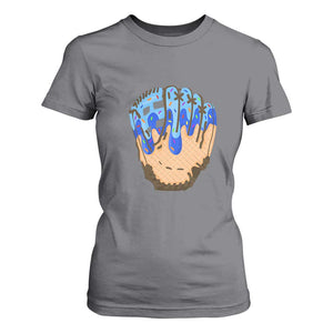 Blue Ice Cream Cone Baseball Glove Drip T Shirt For Women TS02 Charcoal Print Your Wear