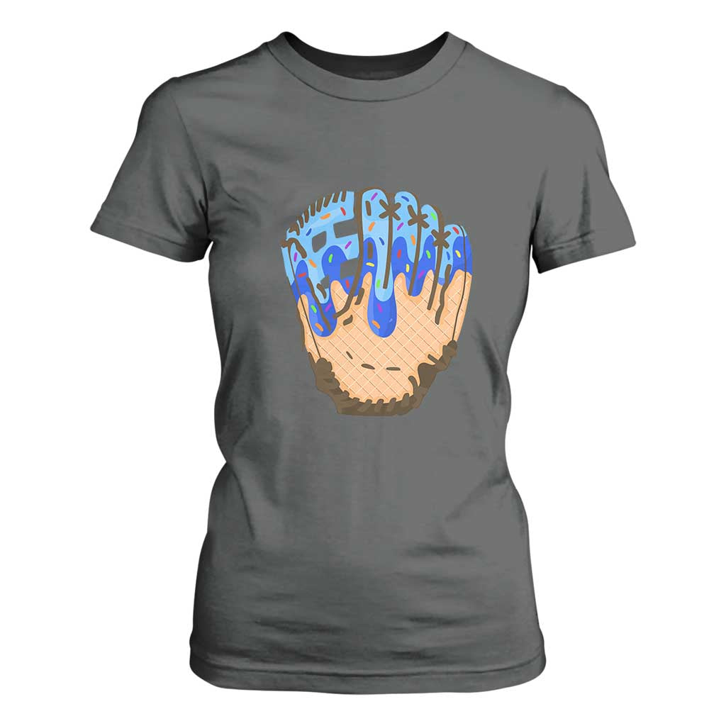 Blue Ice Cream Cone Baseball Glove Drip T Shirt For Women TS02 Dark Heather Print Your Wear