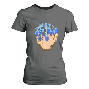 Blue Ice Cream Cone Baseball Glove Drip T Shirt For Women TS02 Dark Heather Print Your Wear