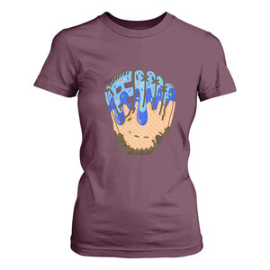 Blue Ice Cream Cone Baseball Glove Drip T Shirt For Women TS02 Maroon Print Your Wear