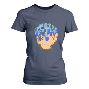 Blue Ice Cream Cone Baseball Glove Drip T Shirt For Women TS02 Navy Print Your Wear