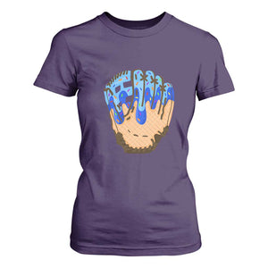 Blue Ice Cream Cone Baseball Glove Drip T Shirt For Women TS02 Purple Print Your Wear