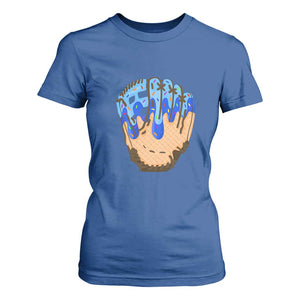 Blue Ice Cream Cone Baseball Glove Drip T Shirt For Women TS02 Royal Blue Print Your Wear