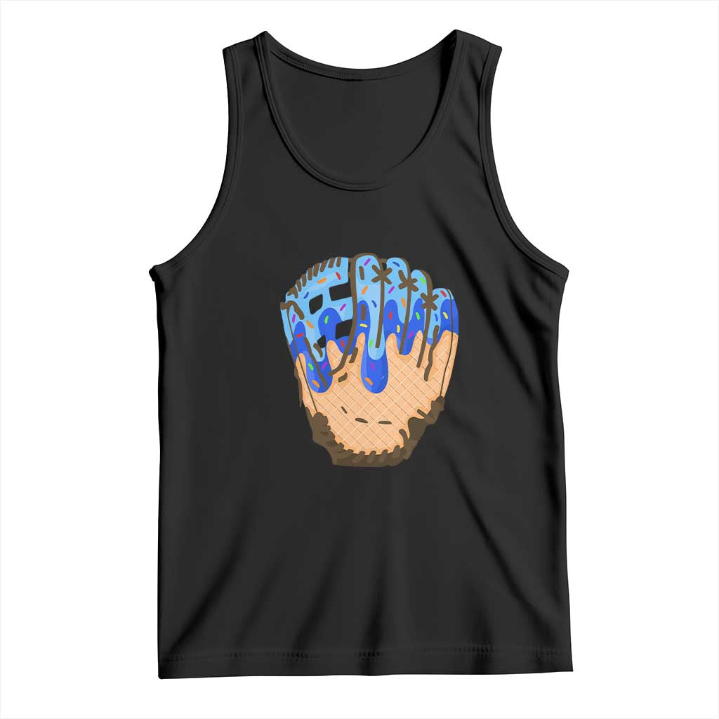 Blue Ice Cream Cone Baseball Glove Drip Tank Top TS02 Black Print Your Wear