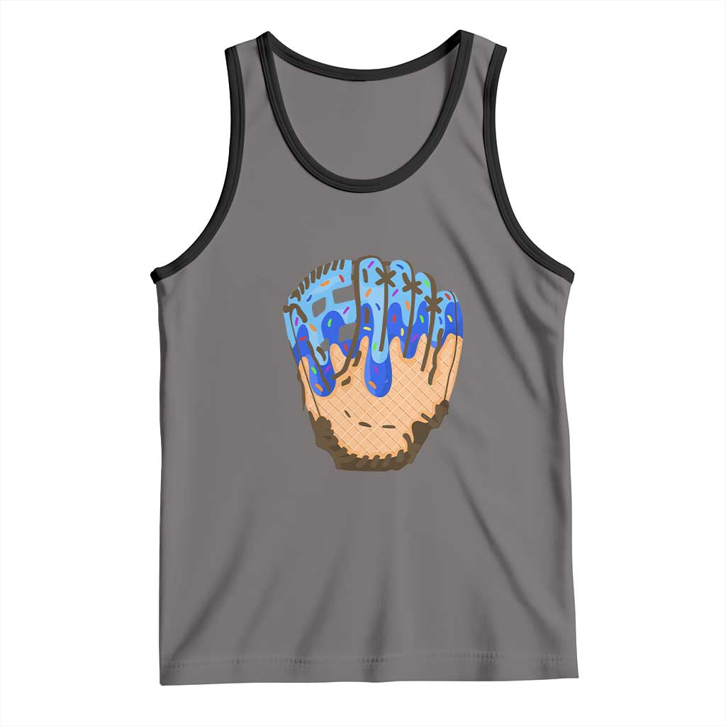 Blue Ice Cream Cone Baseball Glove Drip Tank Top TS02 Deep Heather Black Print Your Wear