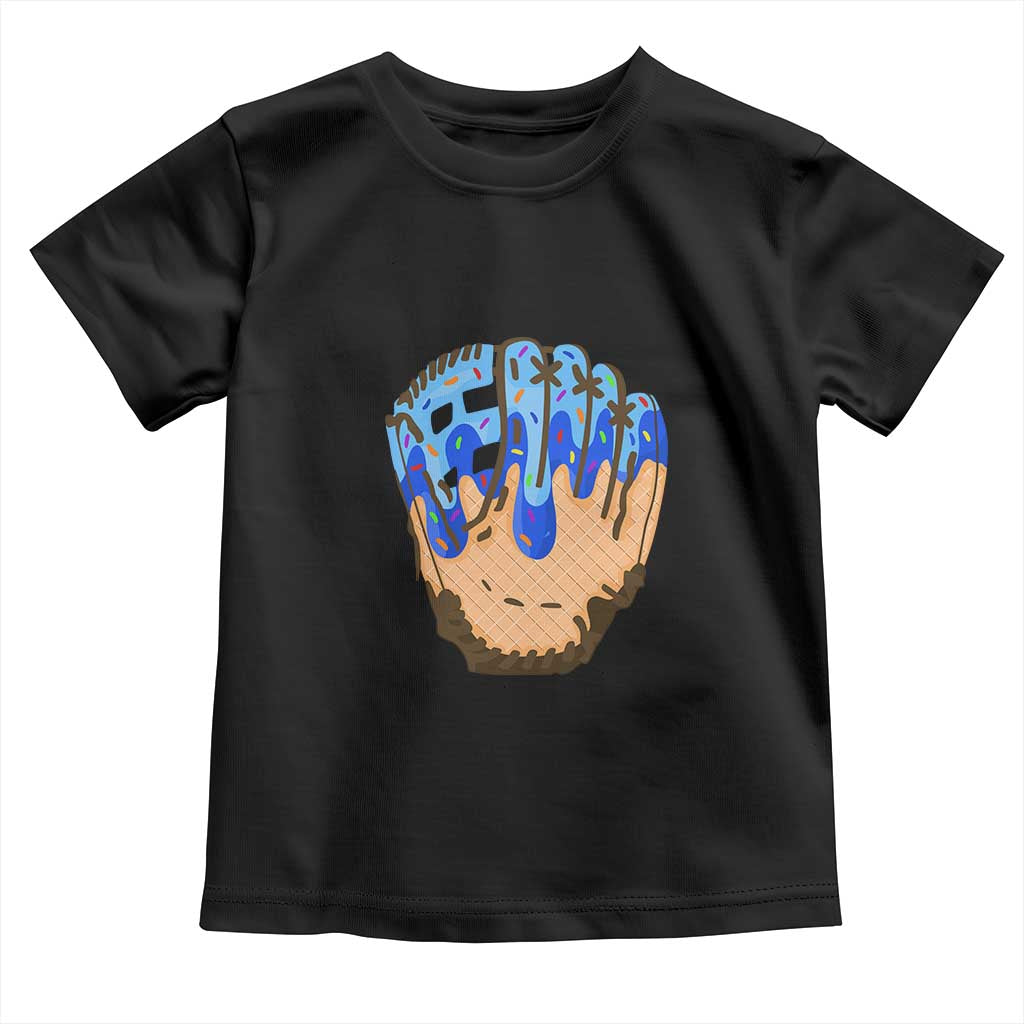 Blue Ice Cream Cone Baseball Glove Drip Toddler T Shirt TS02 Black Print Your Wear
