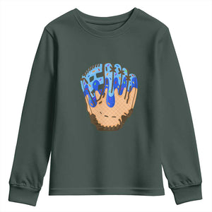 Blue Ice Cream Cone Baseball Glove Drip Youth Sweatshirt TS02 Dark Forest Green Print Your Wear