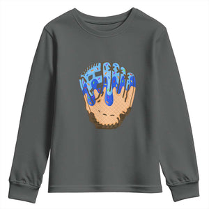 Blue Ice Cream Cone Baseball Glove Drip Youth Sweatshirt TS02 Dark Heather Print Your Wear