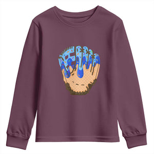 Blue Ice Cream Cone Baseball Glove Drip Youth Sweatshirt TS02 Maroon Print Your Wear