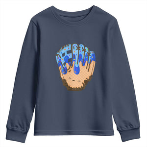 Blue Ice Cream Cone Baseball Glove Drip Youth Sweatshirt TS02 Navy Print Your Wear