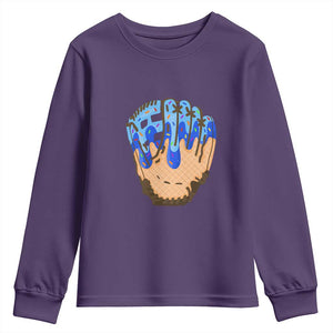 Blue Ice Cream Cone Baseball Glove Drip Youth Sweatshirt TS02 Purple Print Your Wear