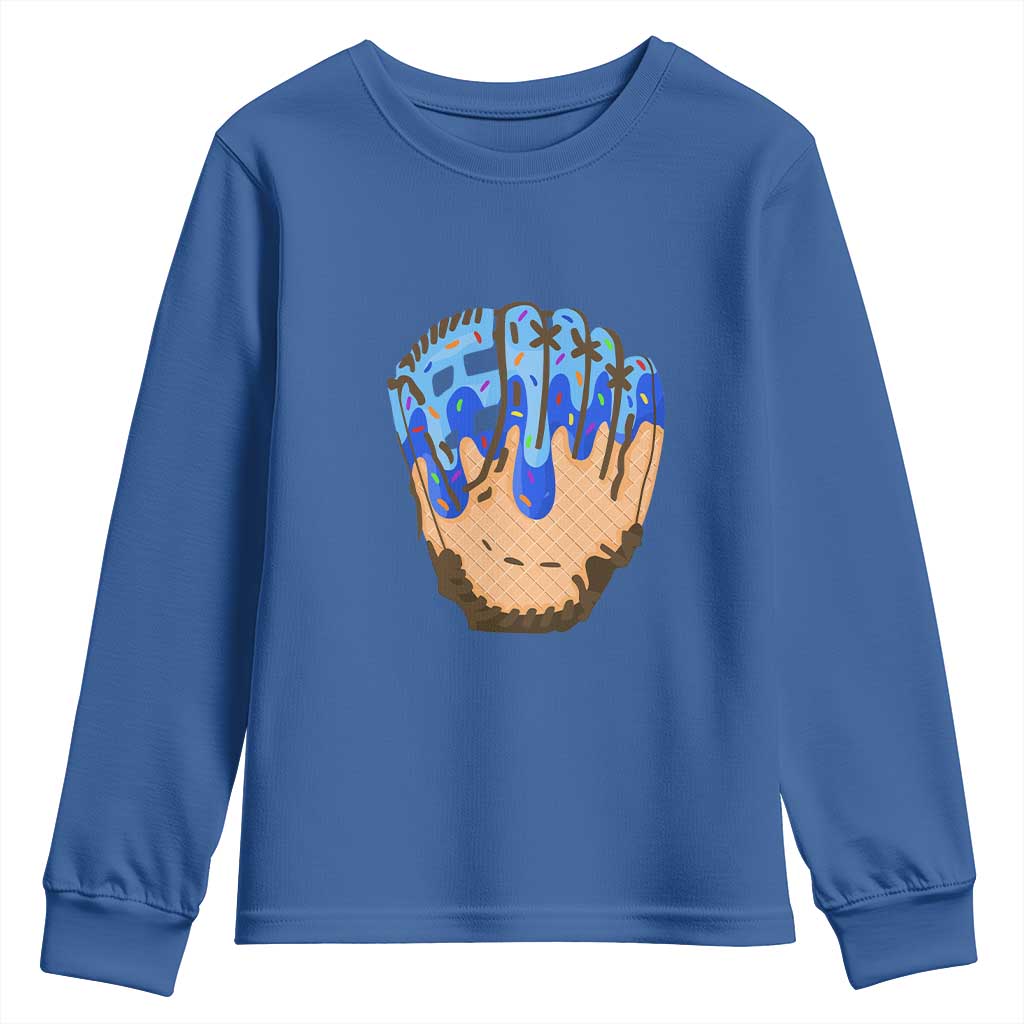 Blue Ice Cream Cone Baseball Glove Drip Youth Sweatshirt TS02 Royal Blue Print Your Wear