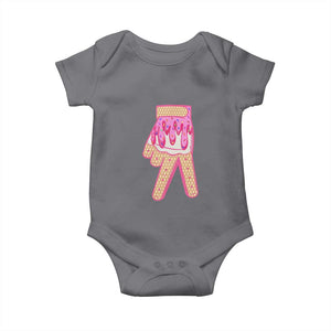 Pink Ice Cream Baseball Glove Sprinkles Drip Baby Onesie Funny V Sign TS02 Charcoal Print Your Wear