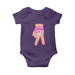 Pink Ice Cream Baseball Glove Sprinkles Drip Baby Onesie Funny V Sign TS02 Purple Print Your Wear