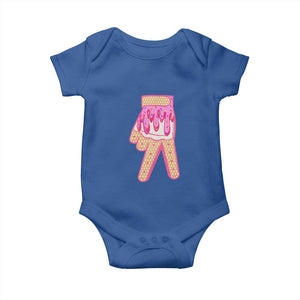 Pink Ice Cream Baseball Glove Sprinkles Drip Baby Onesie Funny V Sign TS02 Royal Blue Print Your Wear