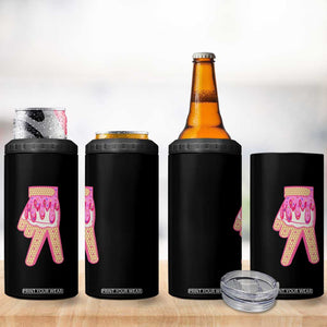 Pink Ice Cream Baseball Glove Sprinkles Drip 4 in 1 Can Cooler Tumbler Funny V Sign TS02 Print Your Wear
