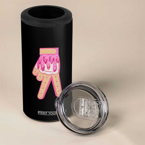 Pink Ice Cream Baseball Glove Sprinkles Drip 4 in 1 Can Cooler Tumbler Funny V Sign TS02 Print Your Wear