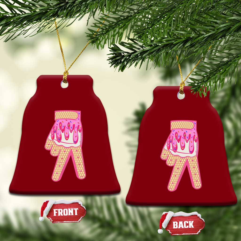 Pink Ice Cream Baseball Glove Sprinkles Drip Ceramic Ornament Funny V Sign TS02 Print Your Wear