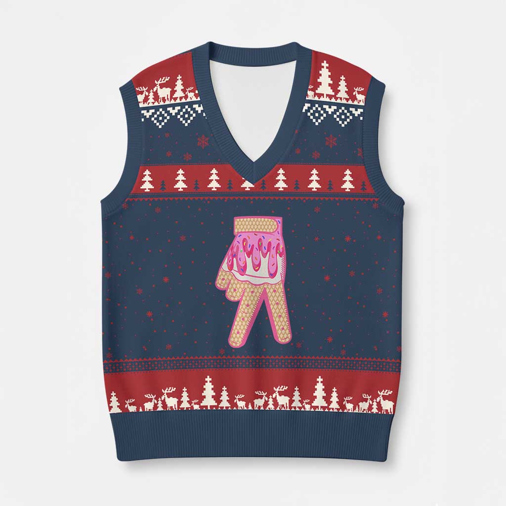 Pink Ice Cream Baseball Glove Sprinkles Drip V-Neck Knit Sweater Vest Funny V Sign TS02 Navy Red Print Your Wear