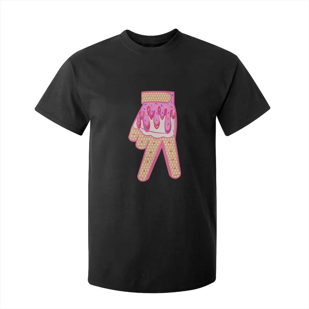 Pink Ice Cream Baseball Glove Sprinkles Drip T Shirt For Kid Funny V Sign TS02 Black Print Your Wear